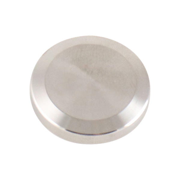 Tri-Clamp cap, compatible with 0.5-inch and 0.75-inch connections, made from 316L stainless steel, with 32RA interior and exterior surface finish