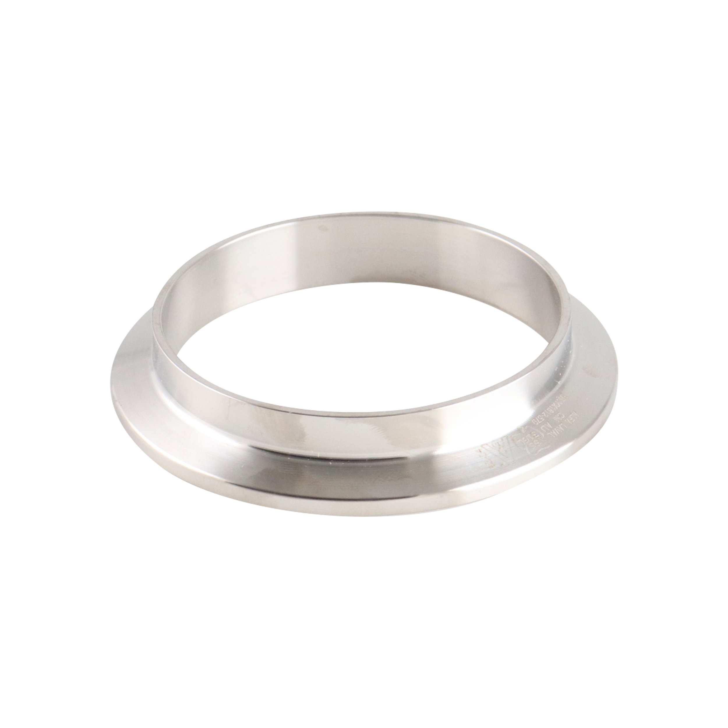2.5-inch Tri-Clamp ferrule, made from 304 stainless steel, with 0.5-inch overall length and 32RA interior and exterior surface finish
