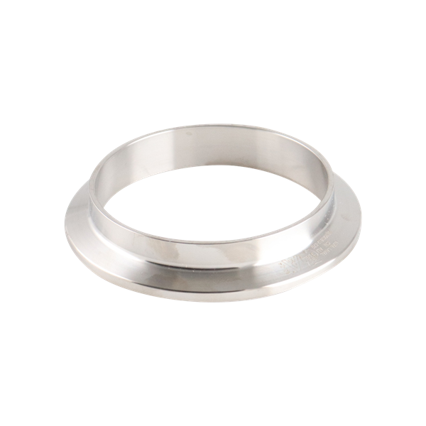 2.5-inch Tri-Clamp ferrule, made from 304 stainless steel, with 0.5-inch overall length and 32RA interior and exterior surface finish
