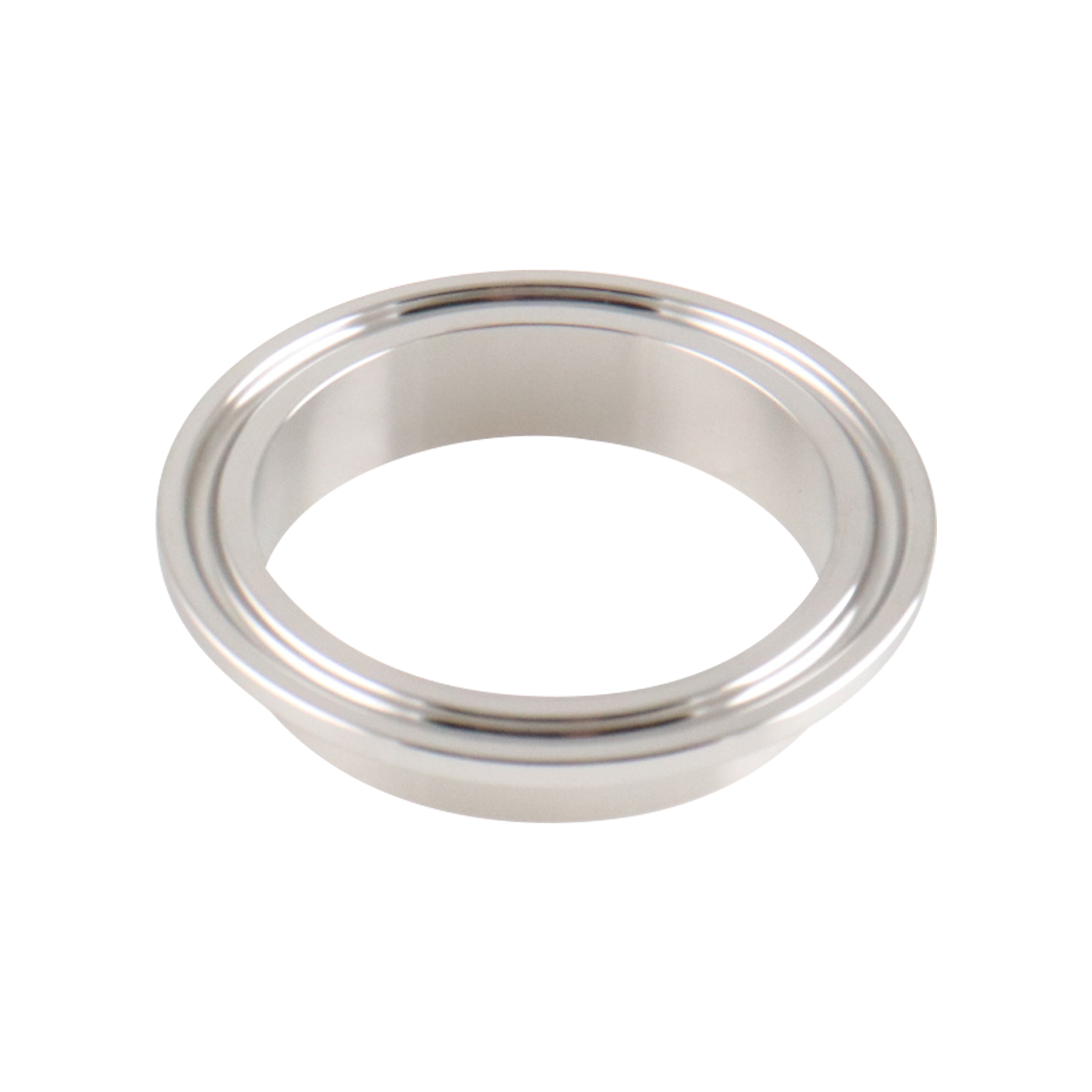 2-inch Tri-Clamp ferrule, made from 316L stainless steel, with 0.5-inch overall length and 32RA interior and exterior surface finish
