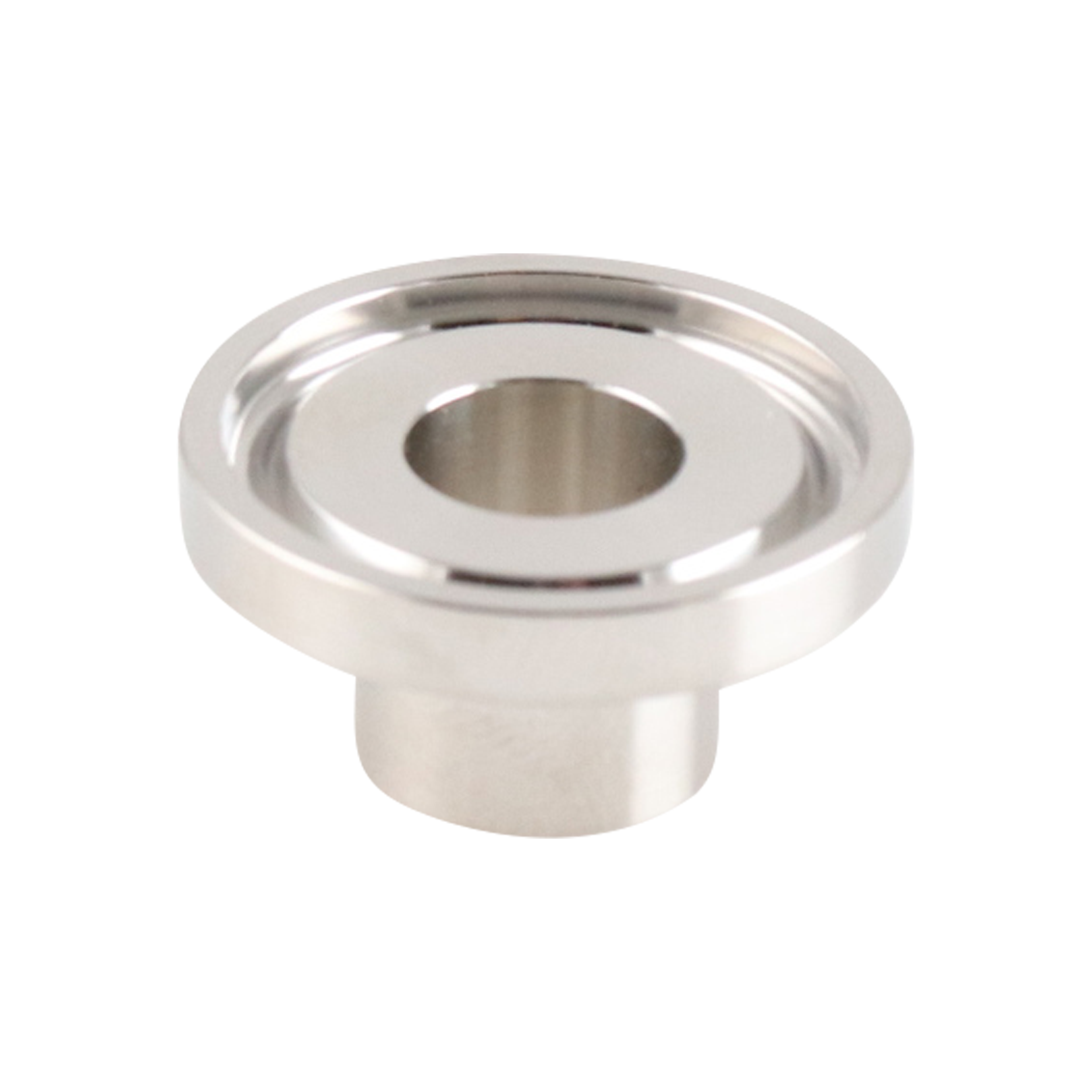 0.5-inch Tri-Clamp ferrule, made from 316L stainless steel, with 0.5-inch overall length and 32RA interior and exterior surface finish