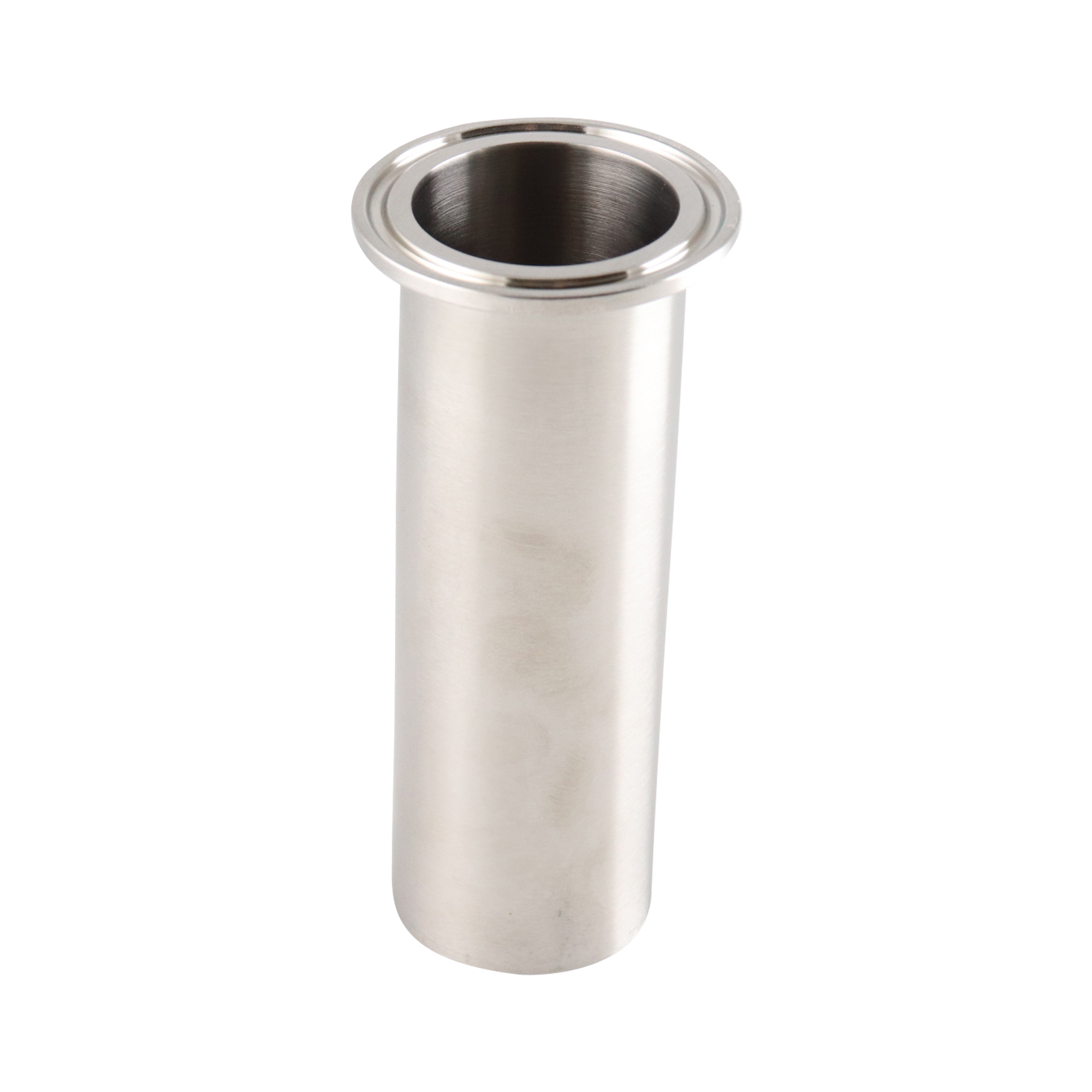 Tygon hose adapter with a 1.5-inch tri-clamp connection, constructed from 316L stainless steel, with a 32RA internal and outer surface finish.