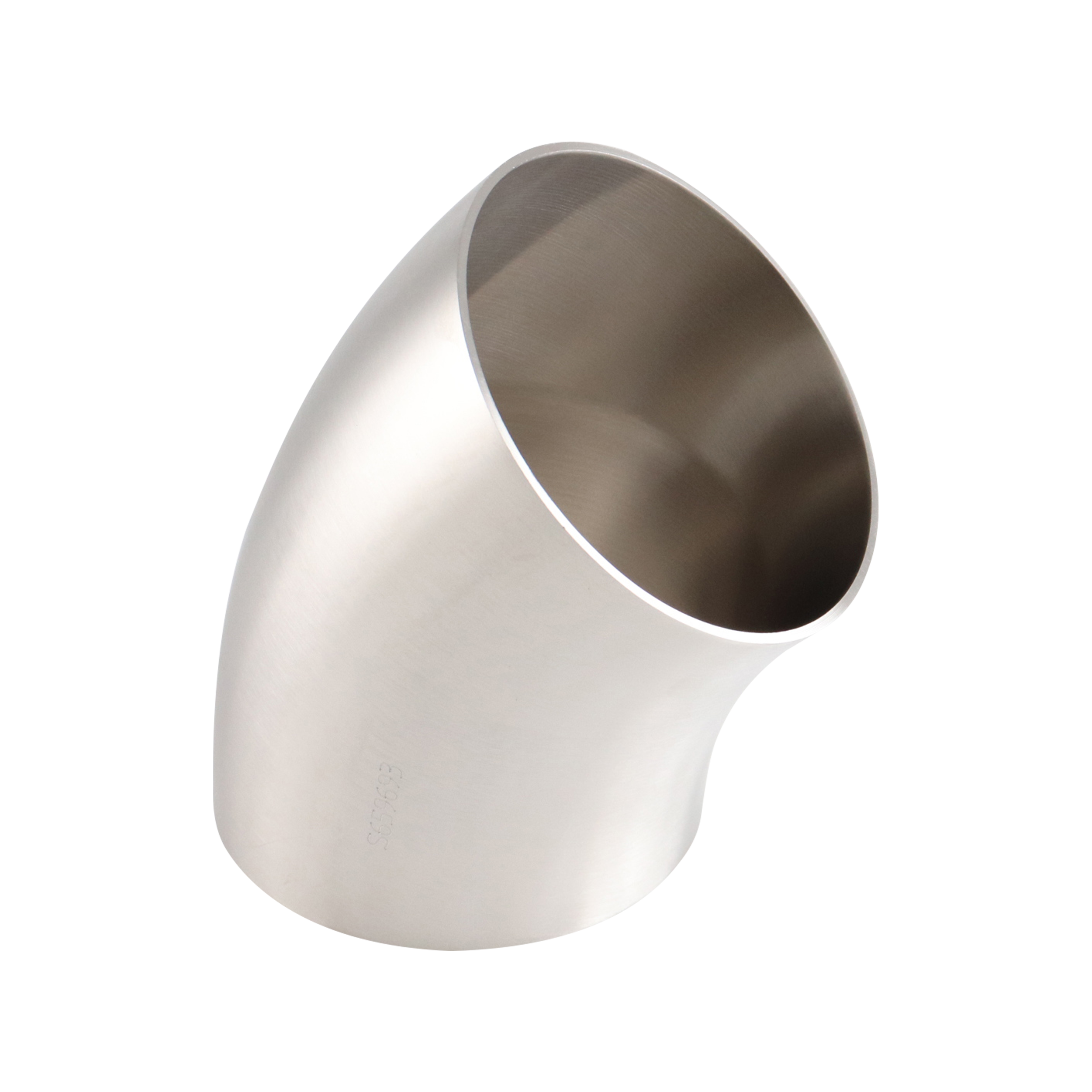 45-Degree Elbow, no tangent, 4-inch butt weld connection, made of 304 stainless steel, with a 32RA inner diameter and 32RA outer diameter.