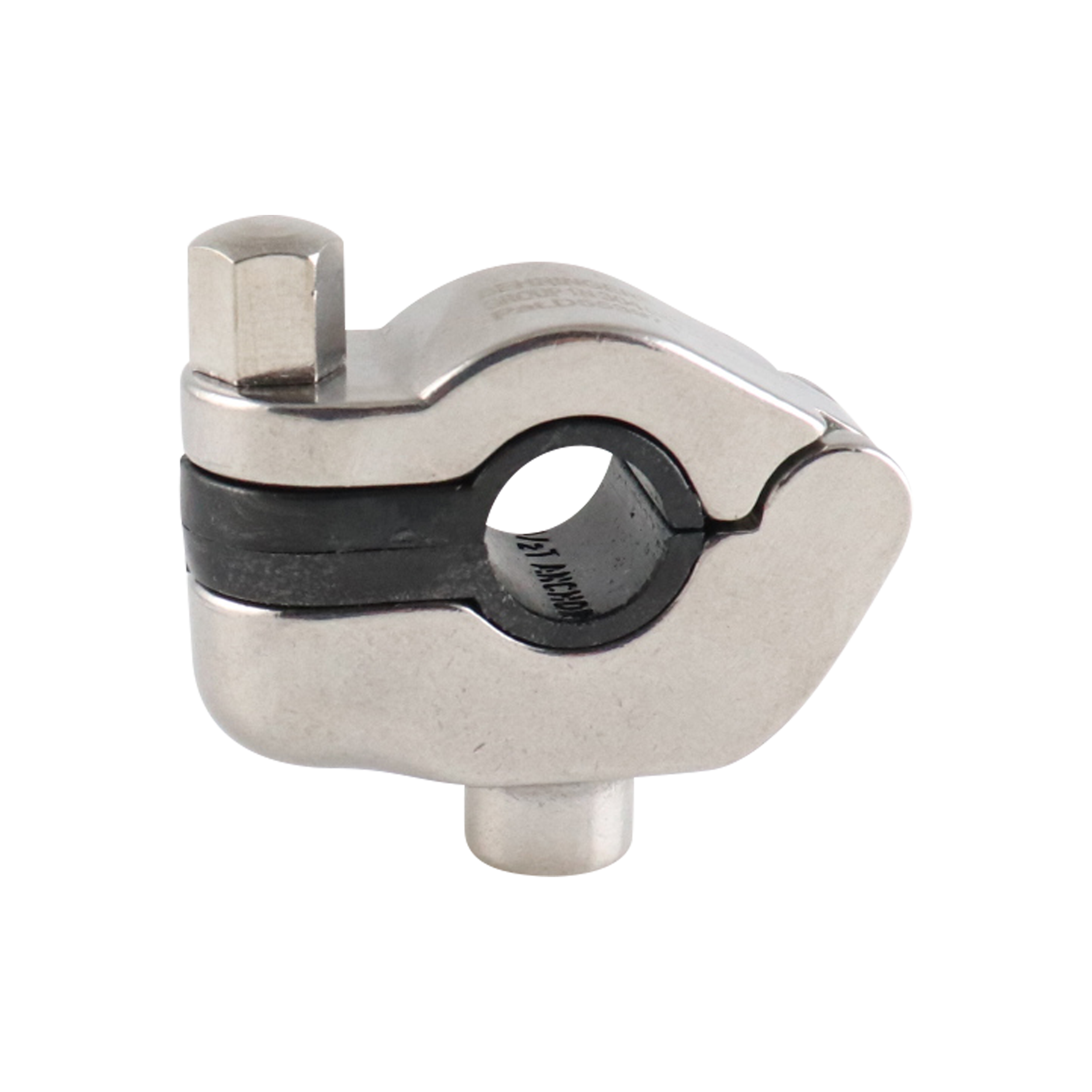 hanger CH for 0.5-inch tube with 3/8-inch threaded anchor and black insert, made from 304 stainless steel