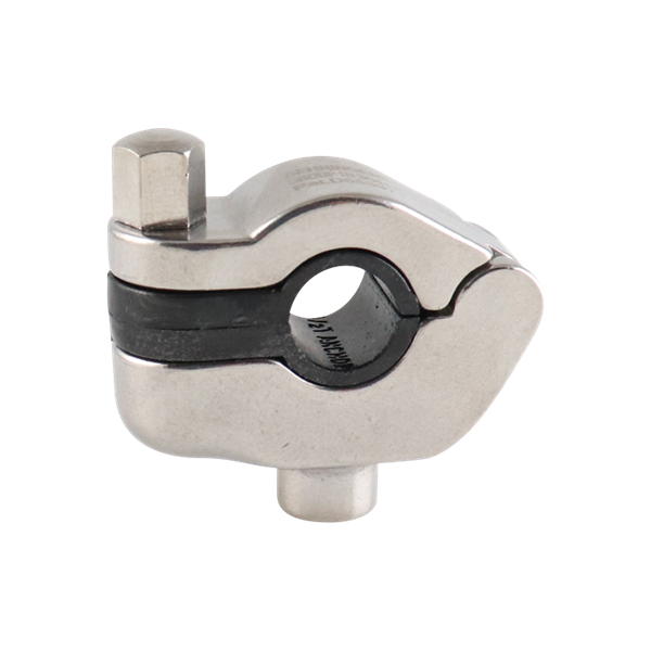 hanger CH for 0.5-inch tube with 3/8-inch threaded anchor and black insert, made from 304 stainless steel
