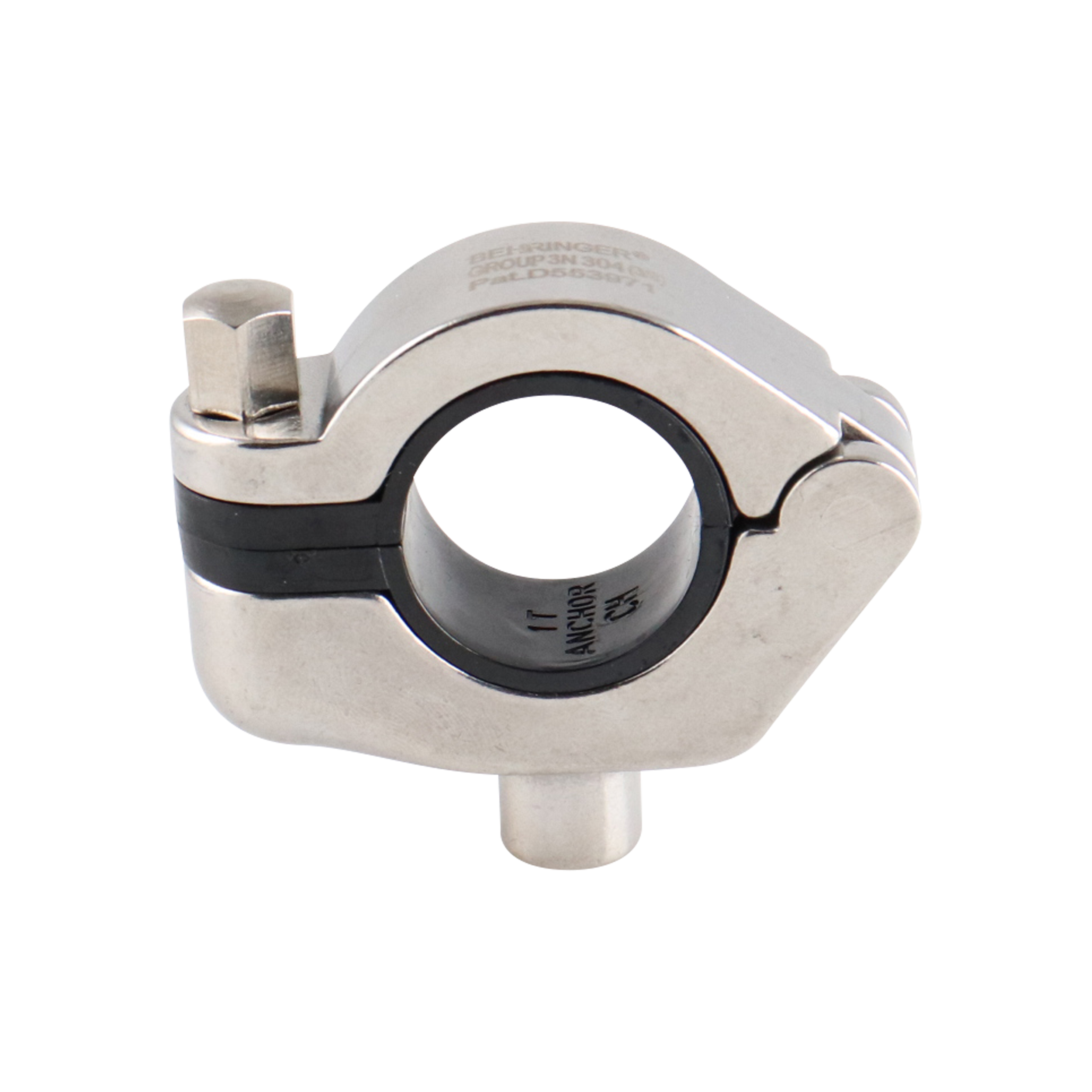 hanger CH for 1-inch tube with 3/8-inch threaded anchor and black insert, made from 304 stainless steel