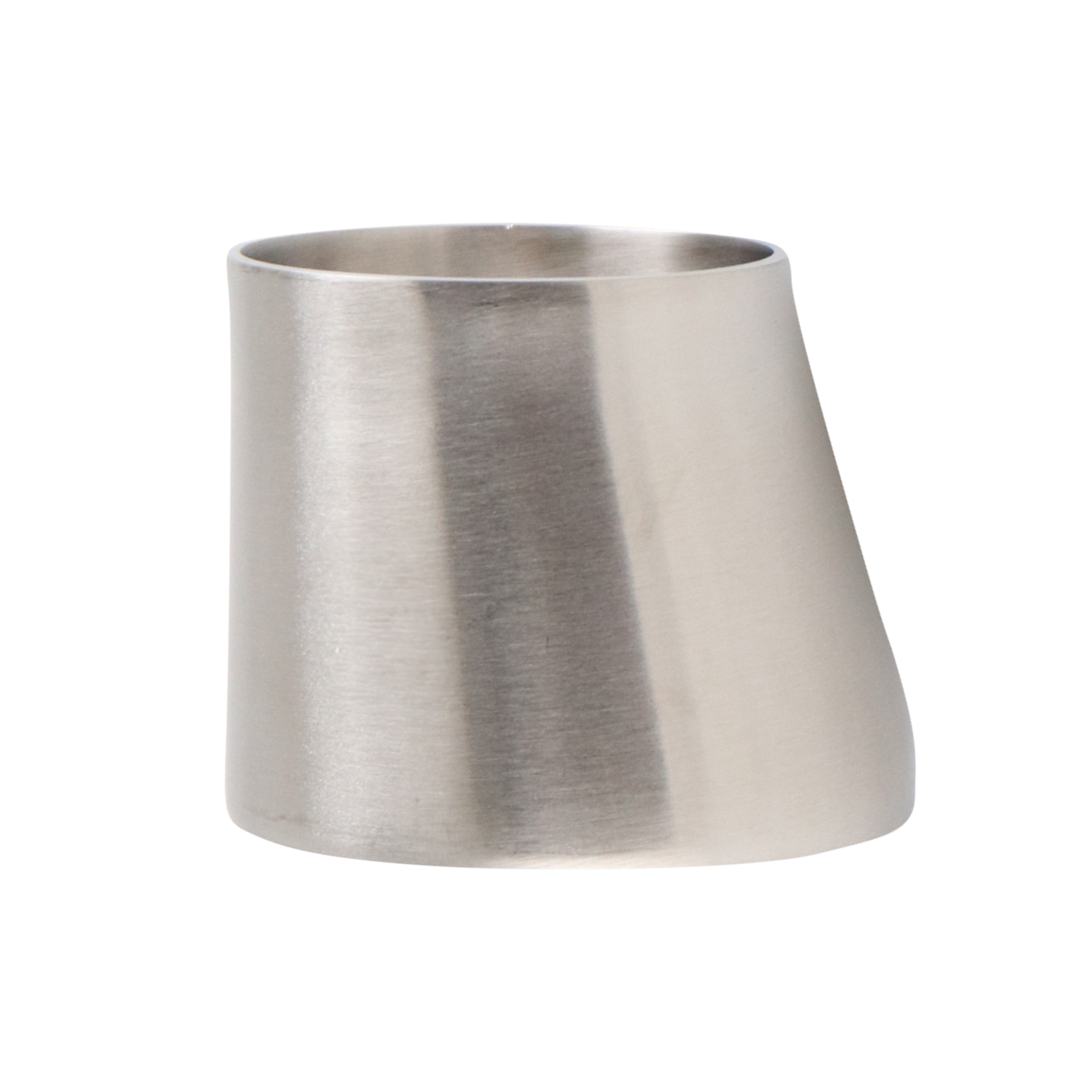 eccentric reducer, 2.5-inch x 2-inch butt-weld, made from 316L stainless steel, with 2-inch overall length and 32RA interior and exterior surface finish