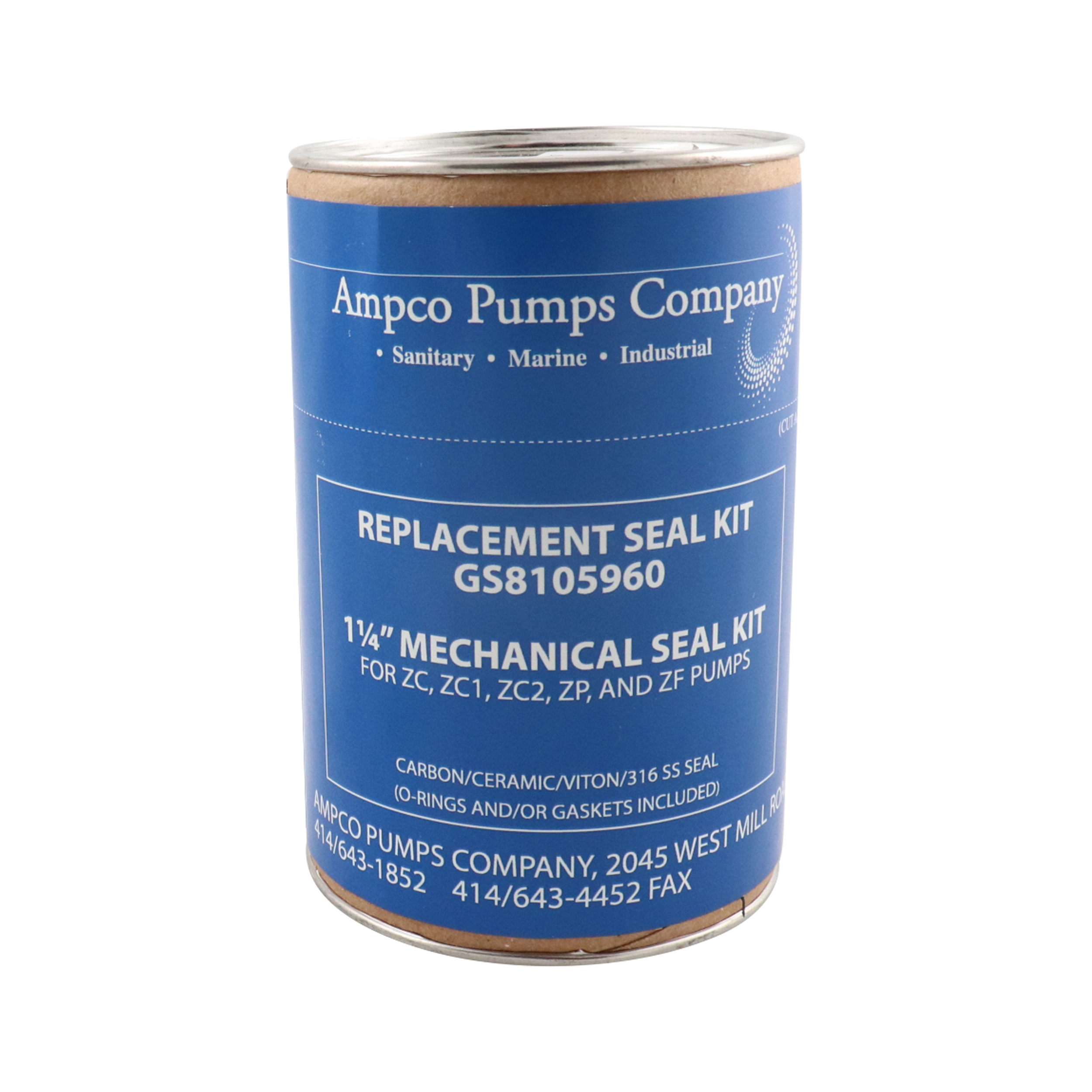 Seal kit for 1.25-inch industrial pumps, made of Viton material, manufactured by Ampco.