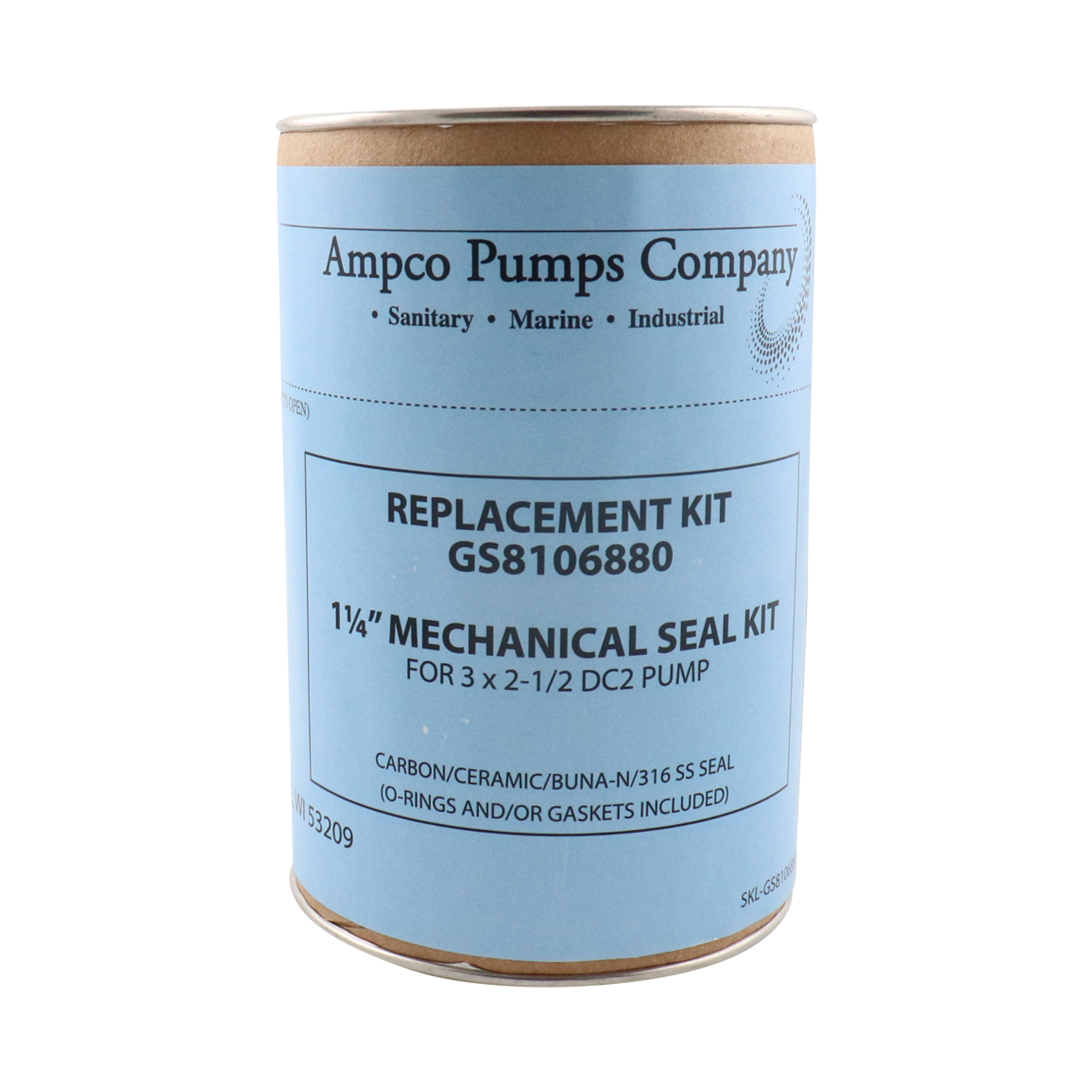 Seal Kit, Carbon/Ceramic (C/Cer) design, Buna material, DC2 model, 1.25-inch size, manufactured by Ampco.