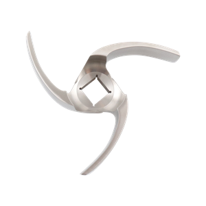Impeller, 6-inch diameter, 316L stainless steel, manufactured by Ampco.