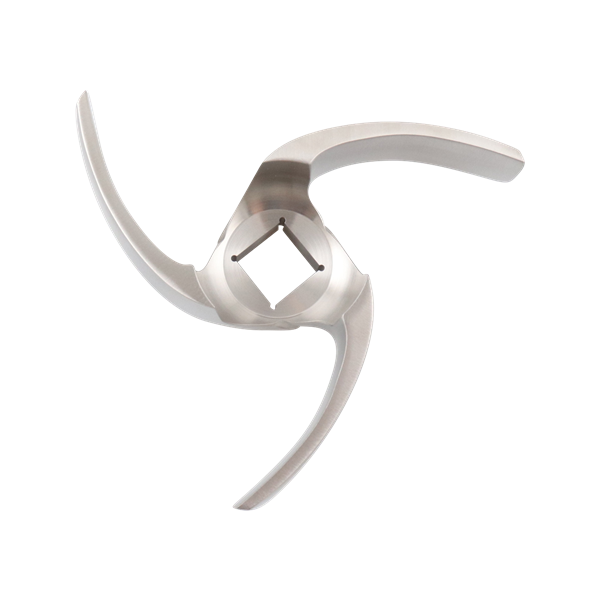 Impeller, 6-inch diameter, 316L stainless steel, manufactured by Ampco.