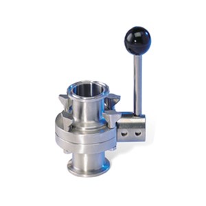 butterfly valve, 1.5-inch Tri-Clamp, made from 316L stainless steel, with EPDM seat and 2-position handle