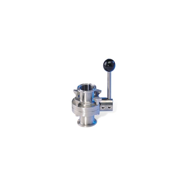 butterfly valve, 1.5-inch Tri-Clamp, made from 316L stainless steel, with EPDM seat and 2-position handle