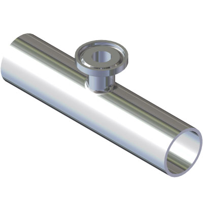 Reducing tee, 0.75x0.5, tri-clamp branch, 316L, 20Ra ID, 32Ra OD, SF1 BPE