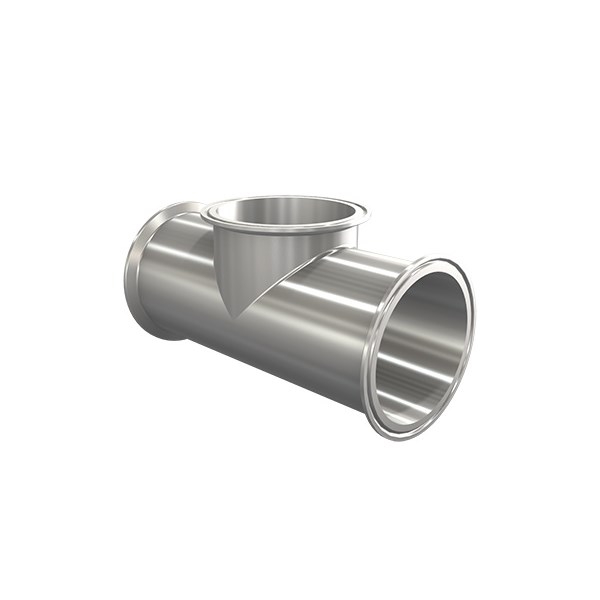 Short outlet tee 4" tri-clamp 316L 20Ra inner diameter 32Ra outer diameter BPE SF1