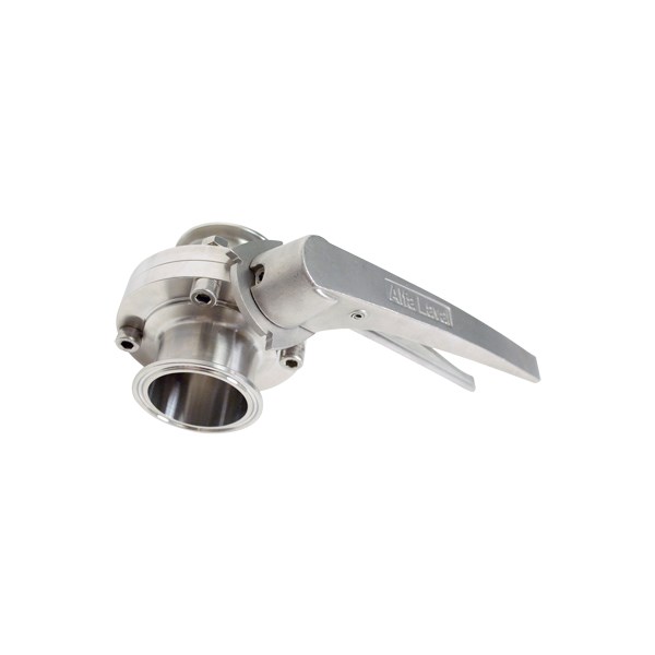 butterfly valve, 4-inch Tri-Clamp, made from 316 stainless steel, with EPDM seat and multi-position handle