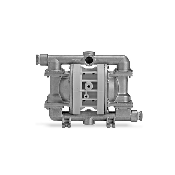 P220 diaphragm pump 1" x 0.75" FPT, bolted metal, Pro-Flo, SS wet side, SS piston, poly center, poly air, PTFE with saniflex backup diaphragm, PTFE valve ball, SS seats, PTFE o-rings, 0.75" FPT center ported discharge manifold, aodd, Wilden