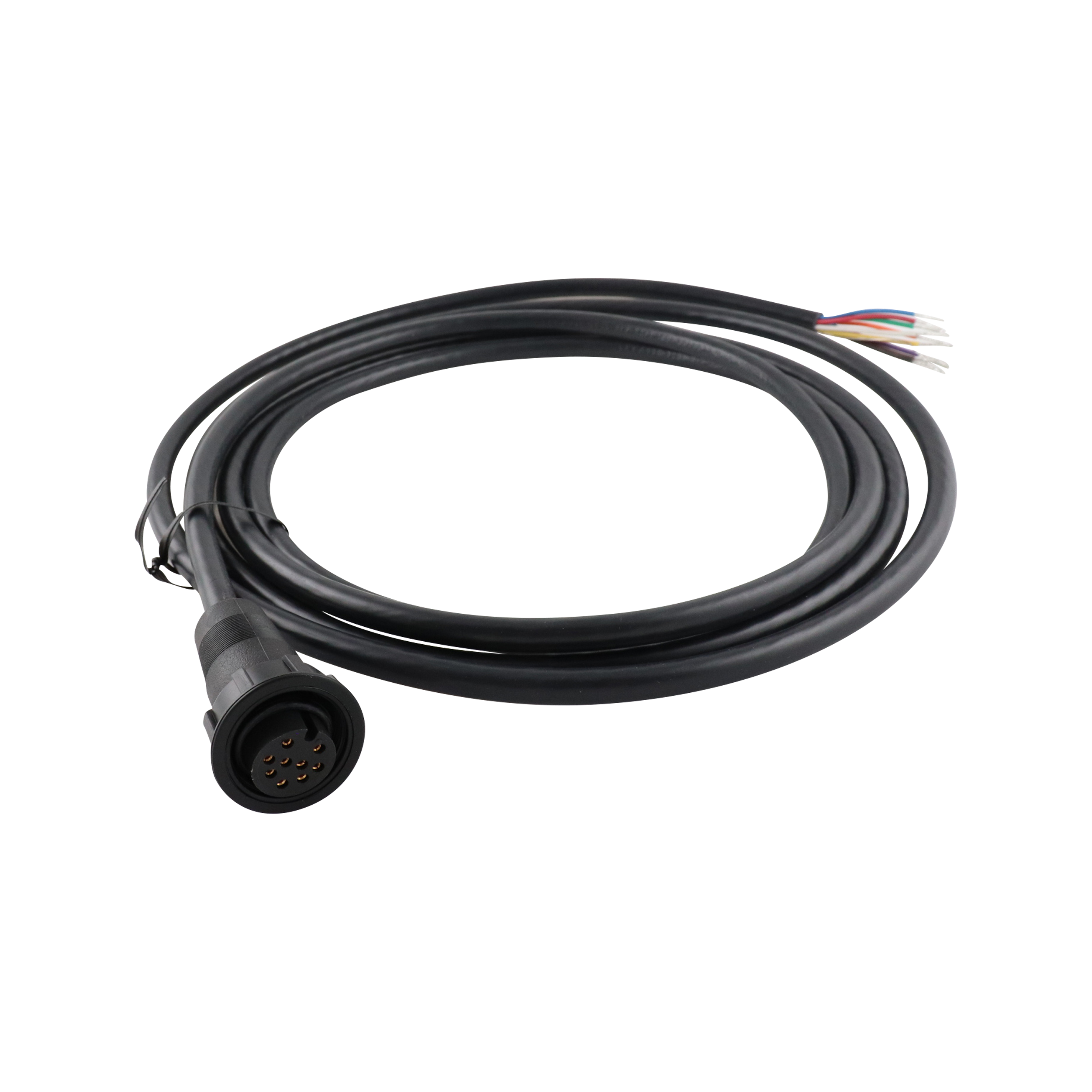 Molded cable assembly, 10 feet in length, designed for secure and reliable connections.