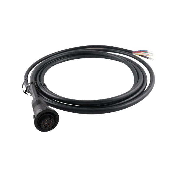 Molded cable assembly, 10 feet in length, designed for secure and reliable connections.