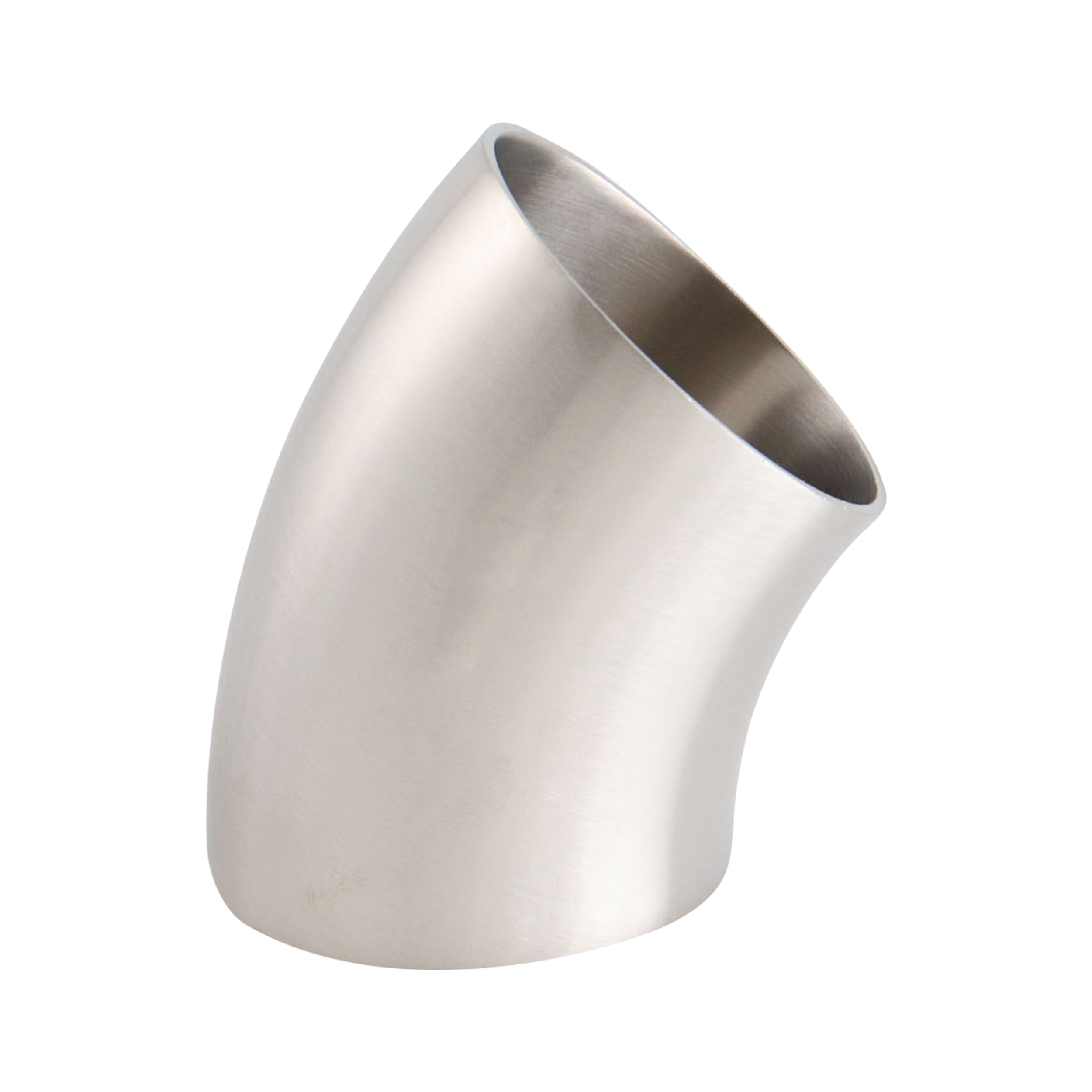 45-Degree Elbow with no tangent, 2-inch butt weld, made of 304 stainless steel, with a 32RA inner diameter and 32RA outer diameter.