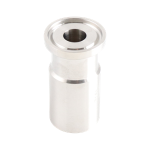 Adapter: 0.5-inch tri-clamp to 0.5-inch butt weld, schedule 40 pipe, 316L stainless steel, 1.75-inch overall length.