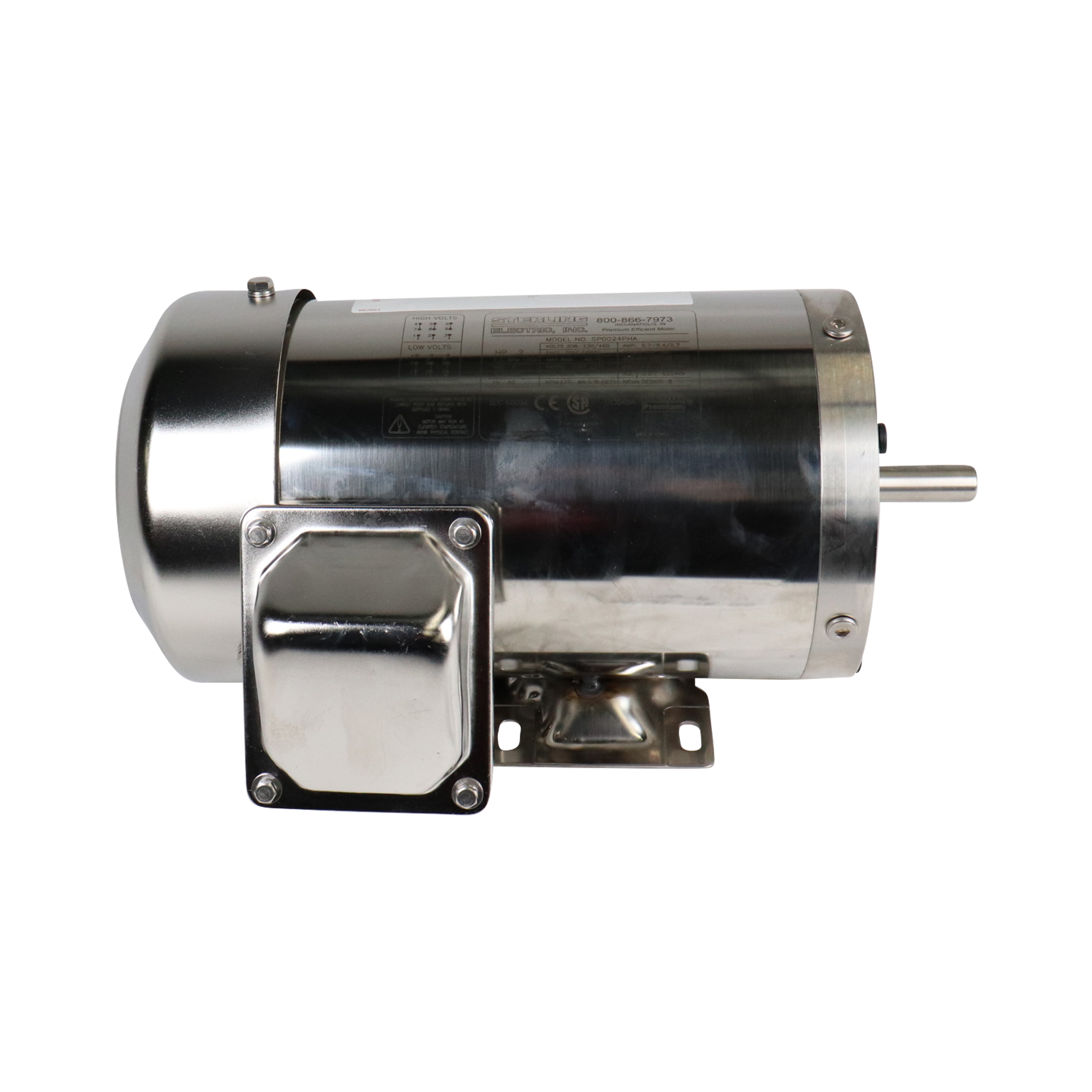 Motor 2Hp 3600 RPM 3 phase 60Hz 208v 230v 460v stainless 145TC IP56 Sterling