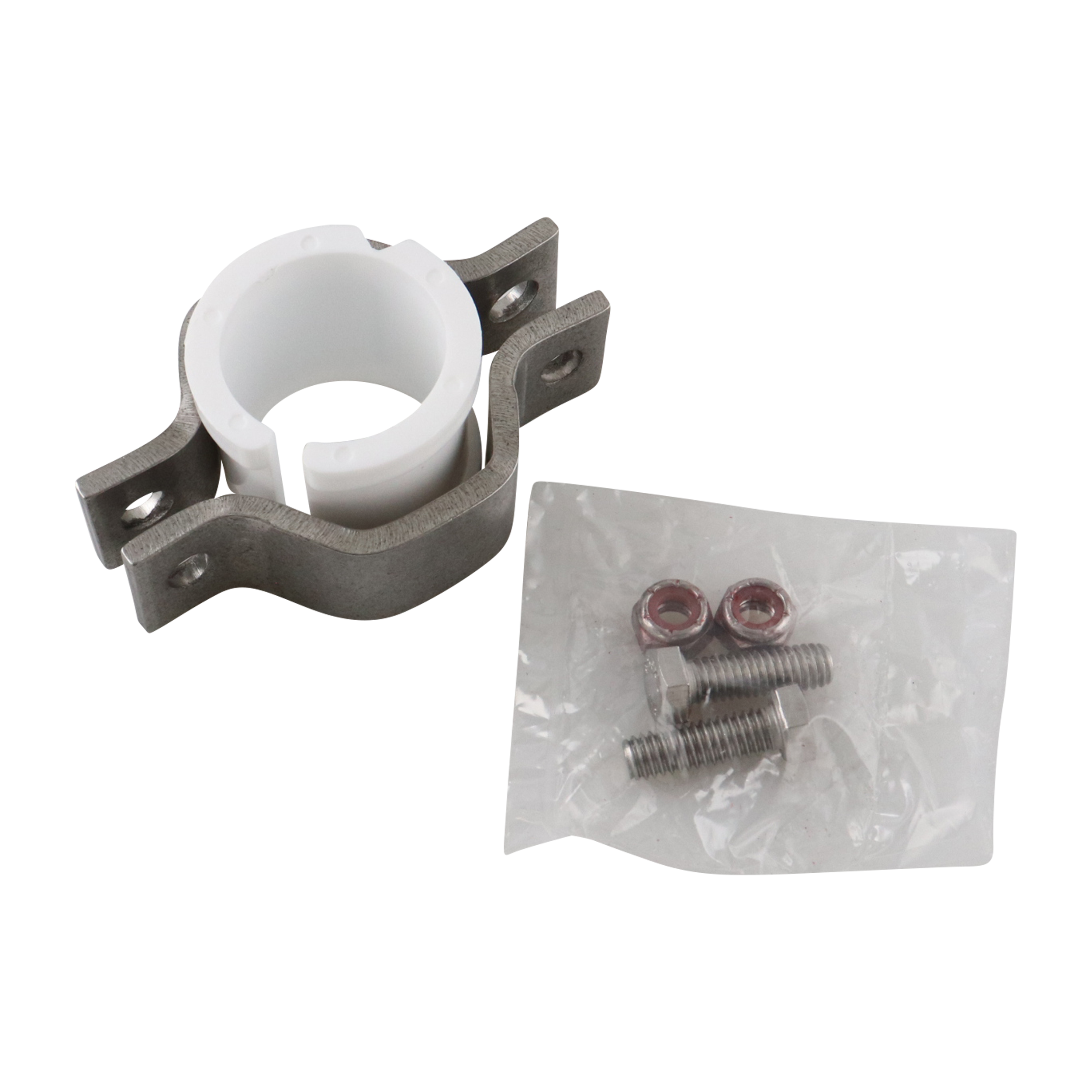 hex hanger assembly for 1.5-inch tube, with polypropylene insert, rated to 329°F, made in the USA