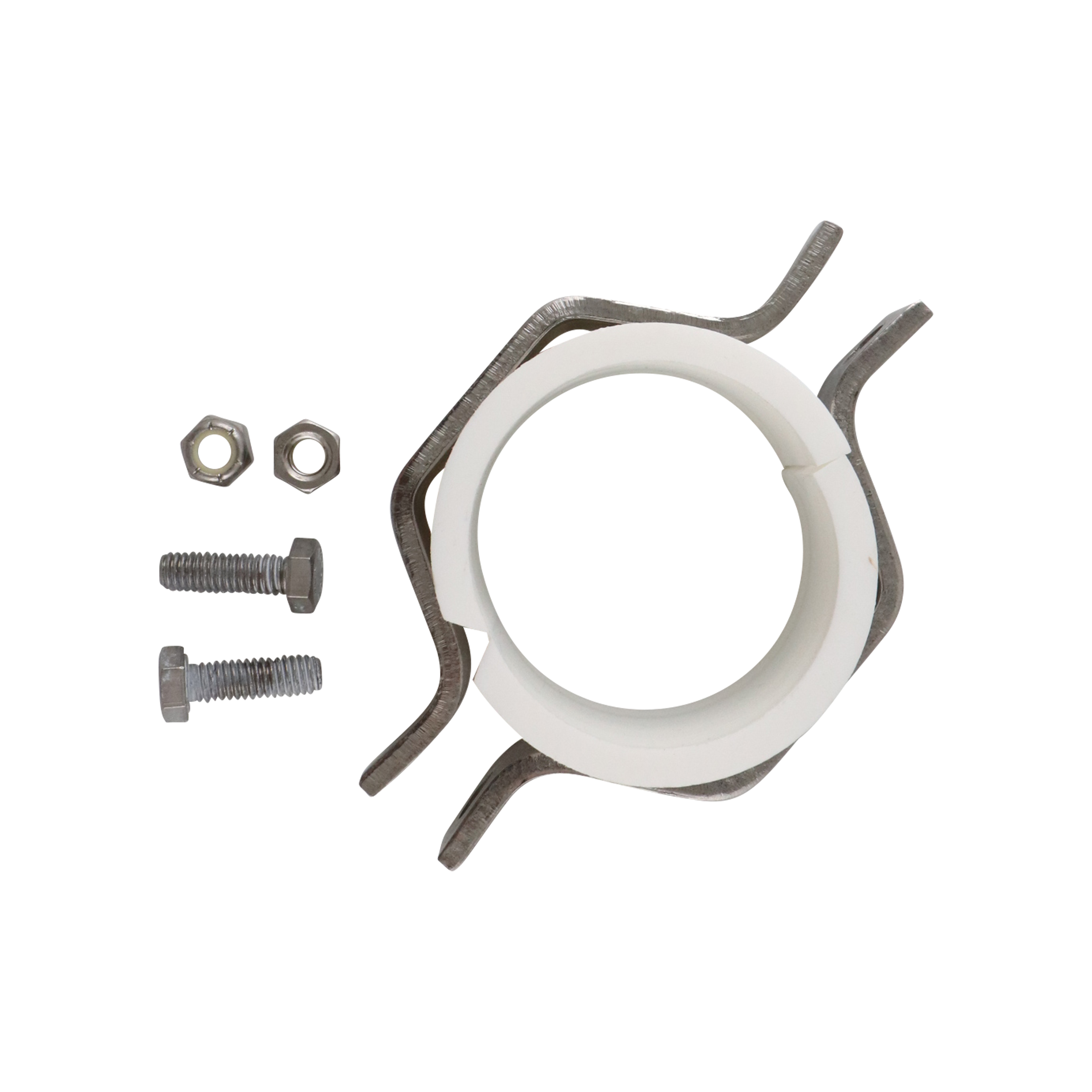 hex hanger assembly for 2.5-inch tube, with polypropylene insert, rated to 329°F, made in the USA