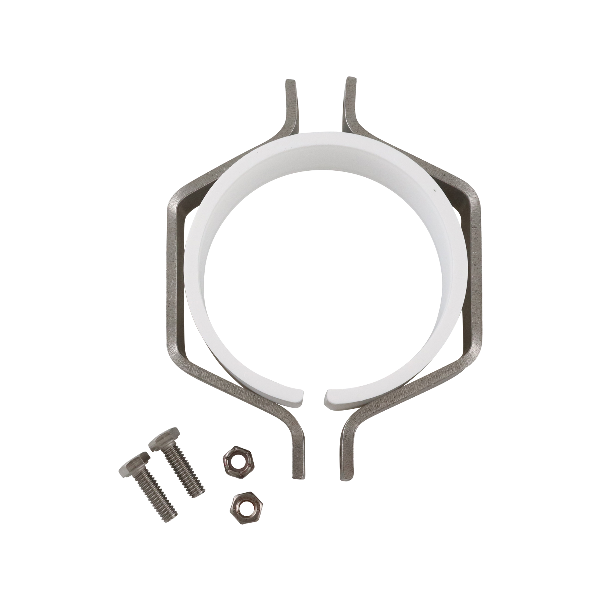 hex hanger assembly for 4-inch tube, with polypropylene insert, rated to 329°F, made in the USA