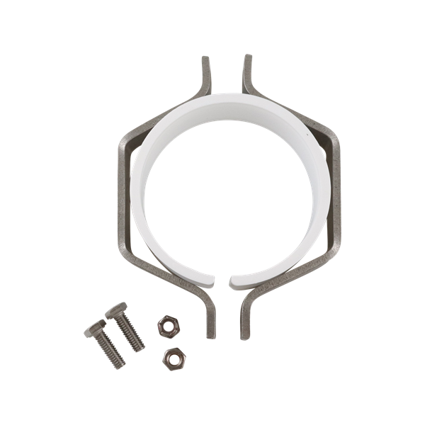 hex hanger assembly for 4-inch tube, with polypropylene insert, rated to 329°F, made in the USA