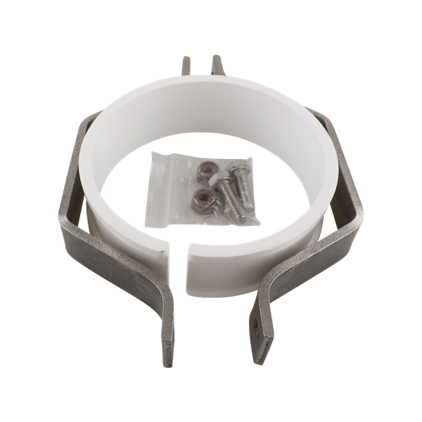 Hex Hanger Assembly, fits 4-inch pipe, polypropylene insert, model 329F, made in the USA.