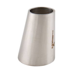 Eccentric Reducer, 1.5-inch x 1-inch, Butt Weld connection, made of 304 stainless steel, 2.5 inches long, 32RA internal and external surface finish.