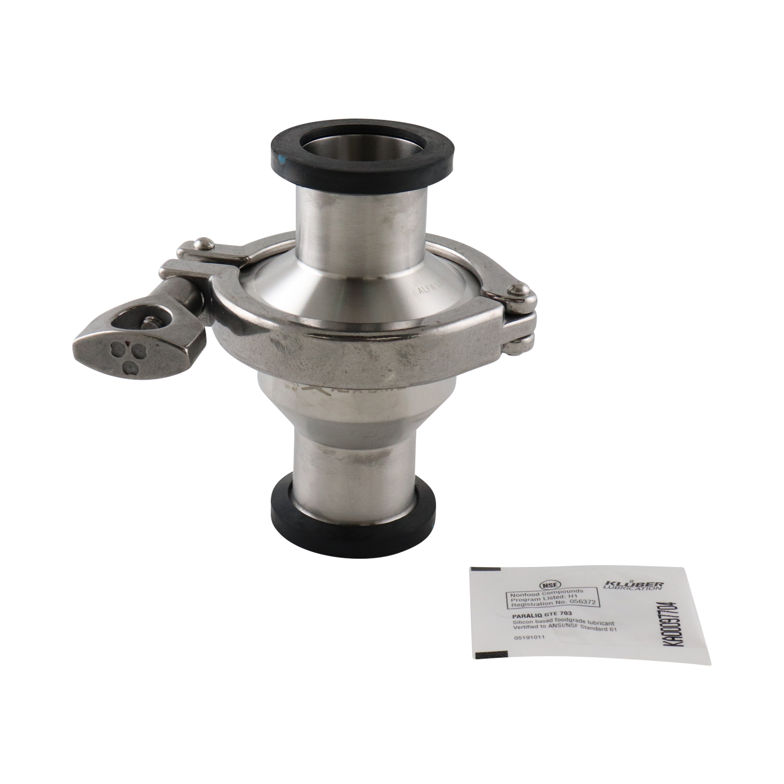 spring check valve, 1.5-inch Tri-Clamp, made from 316 stainless steel, with EPDM components