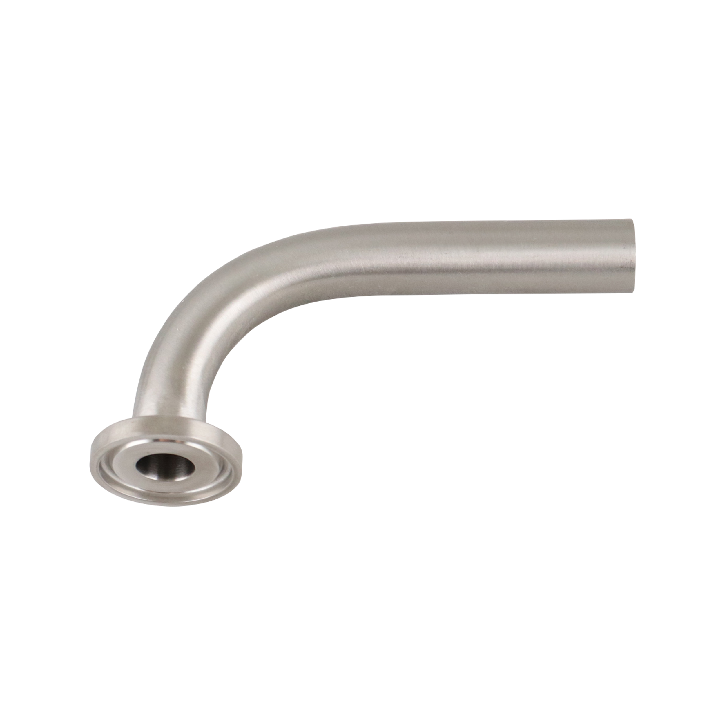 90-degree elbow, 0.75-inch Tri-Clamp to butt-weld connection, made from 316L stainless steel, with 20RA interior and 32RA exterior surface finish, SF1 BPE compliant