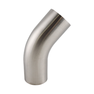 45-degree elbow, 1.5-inch butt-weld, 316L stainless steel, with 20RA interior and 32RA exterior surface finish, SF1 BPE compliant