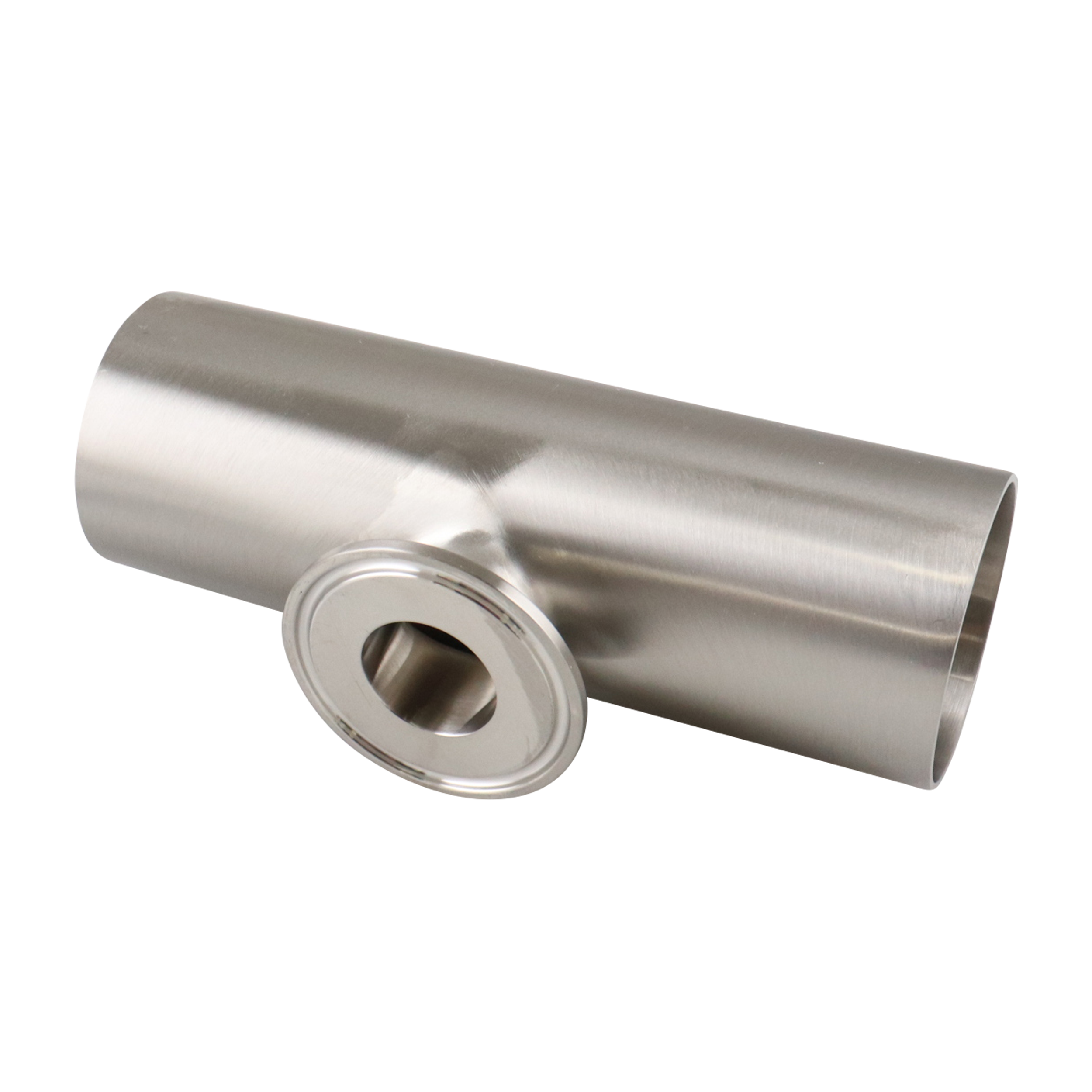 reducing tee, 2-inch x 1-inch Tri-Clamp, short branch, made from 316L stainless steel, with 20RA interior and 32RA exterior surface finish, SF1 BPE compliant