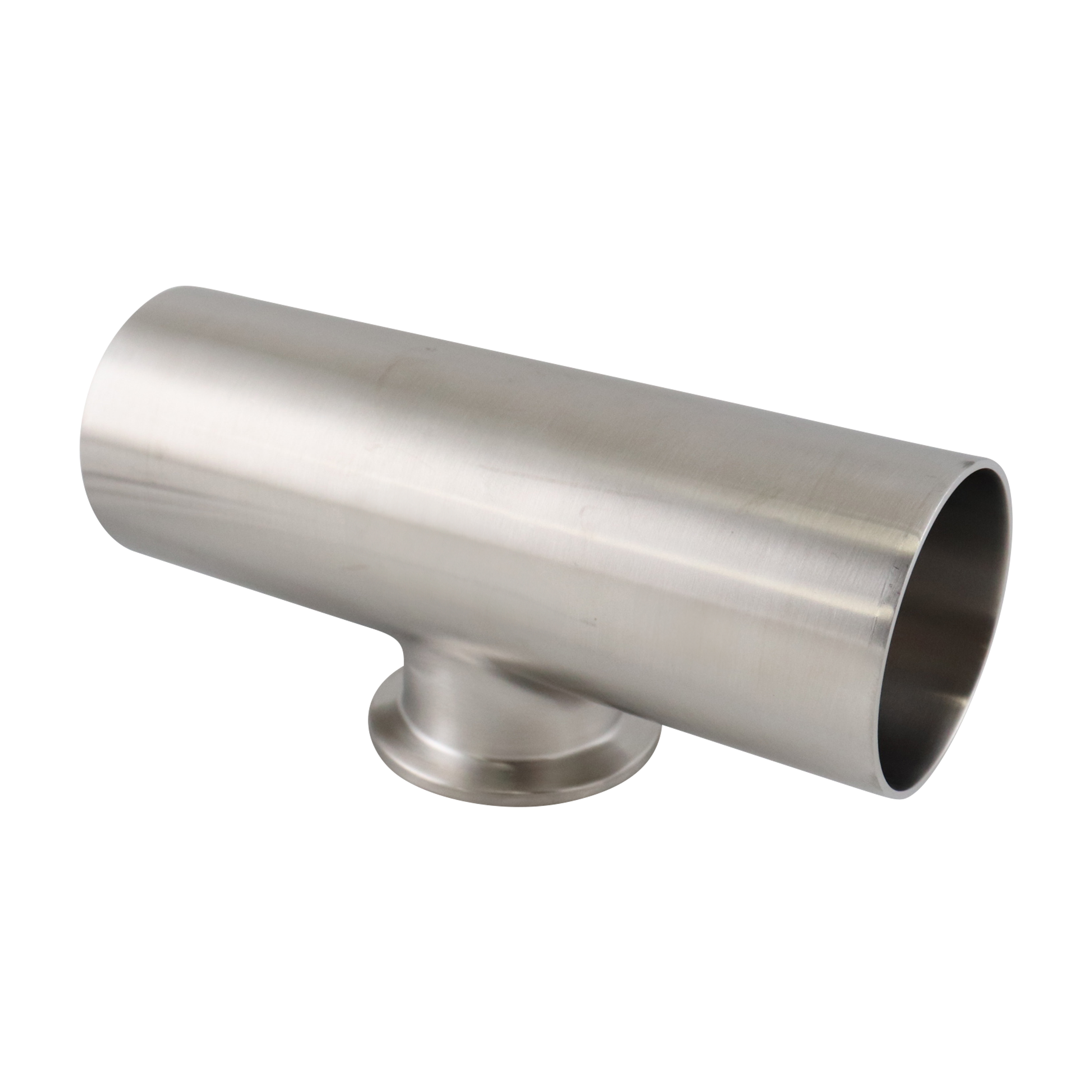 reducing tee, 2-inch x 1.5-inch Tri-Clamp, short branch, made from 316L stainless steel, with 20RA interior and 32RA exterior surface finish, SF1 BPE compliant