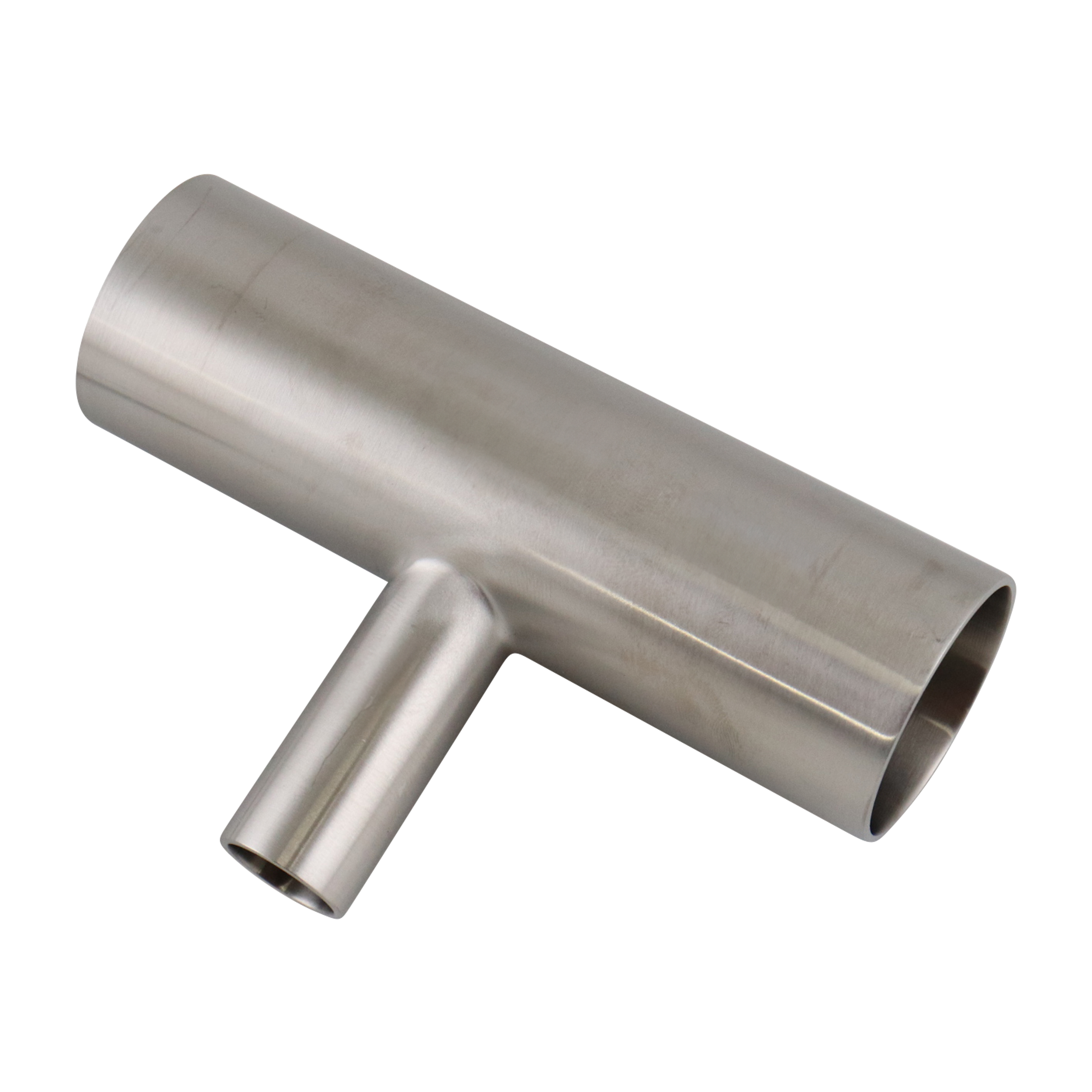 reducing tee, 1.5-inch x 0.75-inch butt-weld, made from 316L stainless steel, with 20RA interior and 32RA exterior surface finish, SF1 BPE compliant
