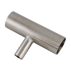 reducing tee, 1.5-inch x 0.75-inch butt-weld, made from 316L stainless steel, with 20RA interior and 32RA exterior surface finish, SF1 BPE compliant