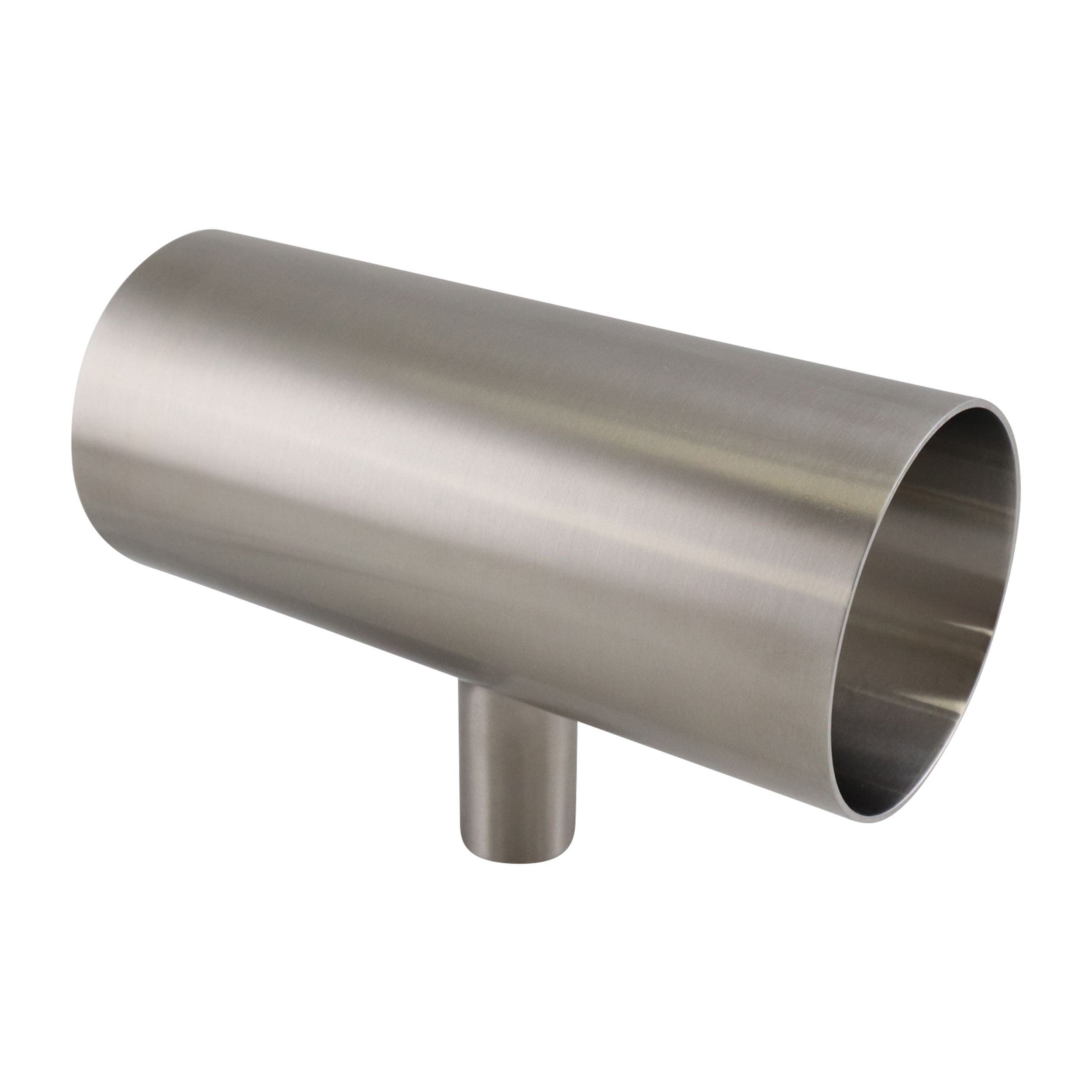 reducing tee, 3-inch x 1-inch butt-weld, made from 316L stainless steel, with 20RA interior and 32RA exterior surface finish, SF1 BPE compliant