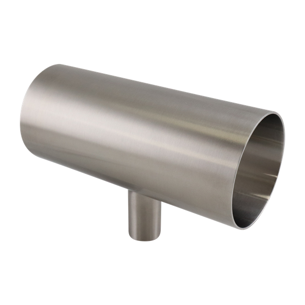 reducing tee, 3-inch x 1-inch butt-weld, made from 316L stainless steel, with 20RA interior and 32RA exterior surface finish, SF1 BPE compliant