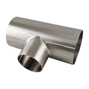 reducing tee, 4-inch x 3-inch butt-weld, made from 304 stainless steel, with 32RA interior and exterior surface finish