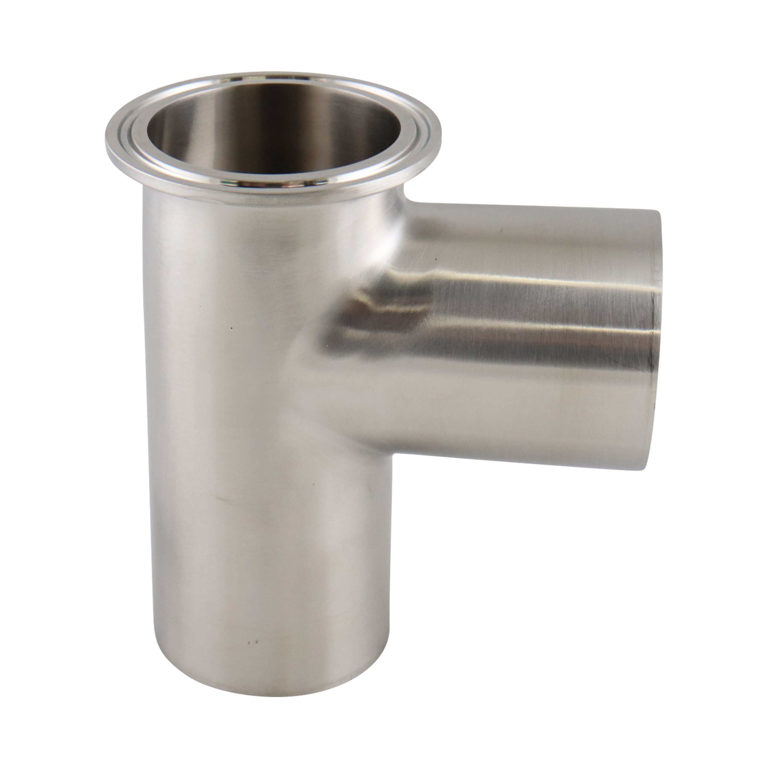1.5-inch butt-weld tee with short Tri-Clamp branch, made from 316L stainless steel, with 20RA interior and 32RA exterior surface finish, SF1 BPE compliant