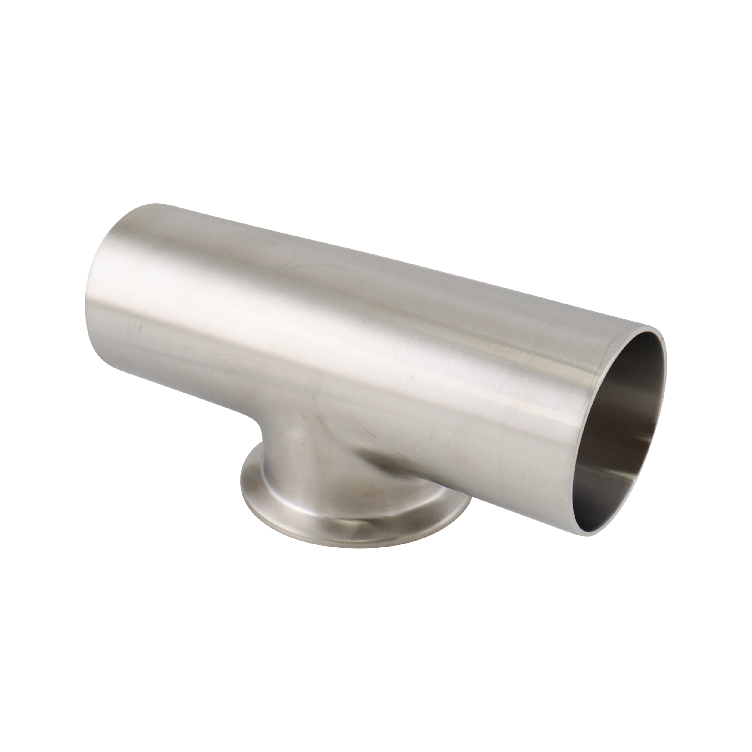 1.5-inch butt-weld tee with a short Tri-Clamp branch, made from 316L stainless steel, with 20RA interior and 32RA exterior surface finish, SF1 BPE compliant