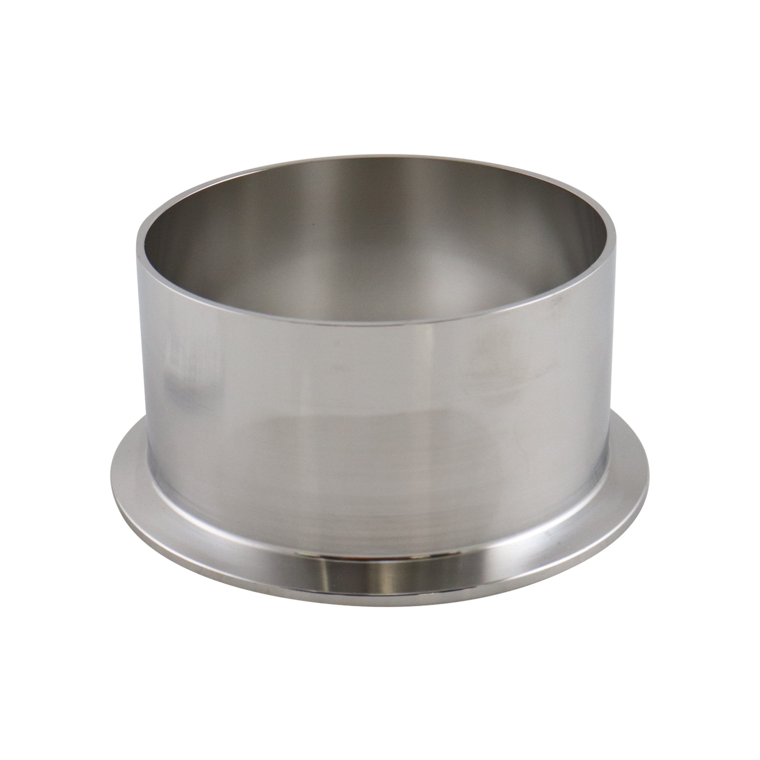 4-inch Tri-Clamp ferrule, made from 316L stainless steel, with 2.25-inch overall length, 15RA EP interior, and 32RA exterior surface finish, SF4 BPE compliant