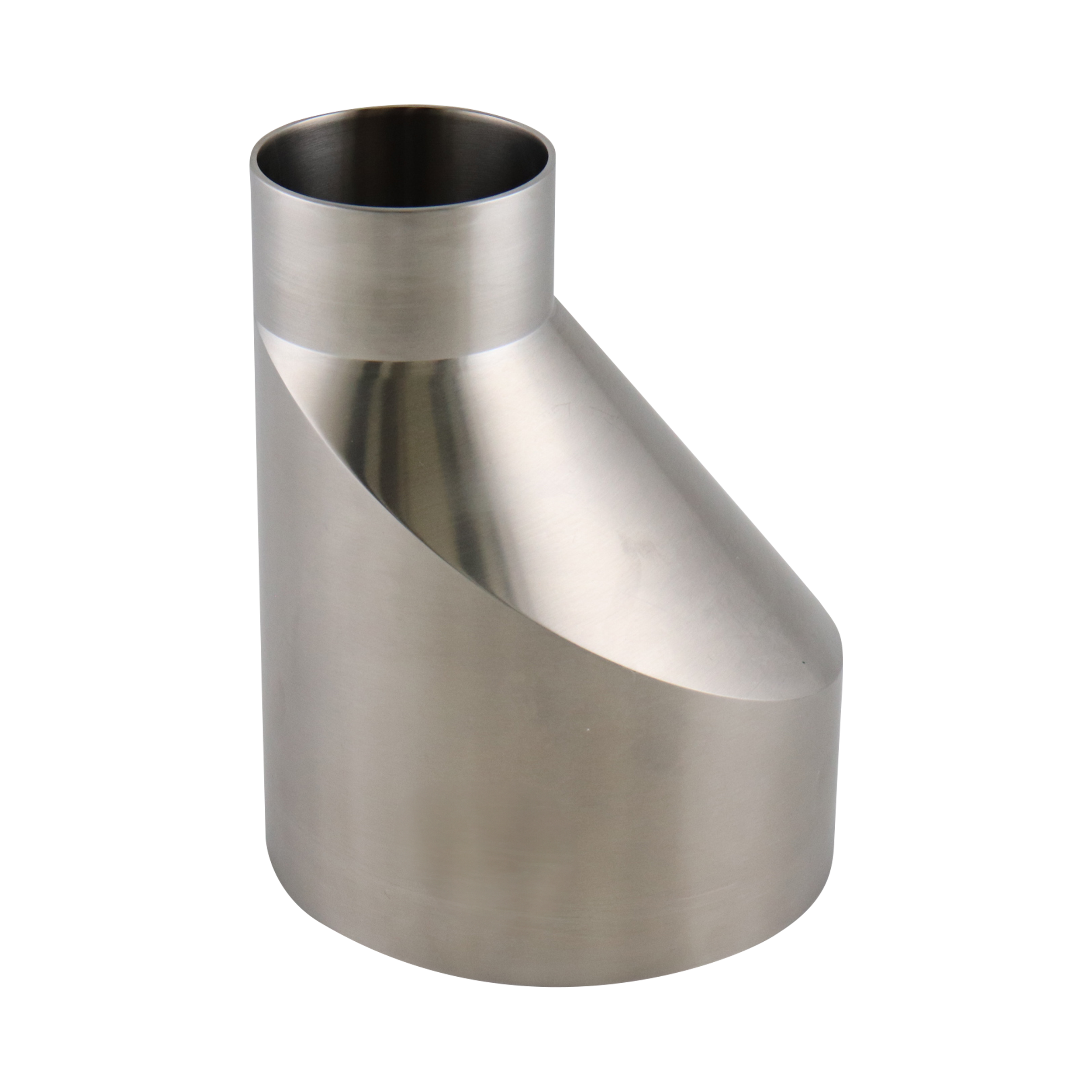 Eccentric Reducer, 4-inch x 2.5-inch, Butt Weld connection, made of 316L stainless steel, 4.25 inches long, 20RA internal surface finish, 32RA external finish, SF1 BPE compliant.