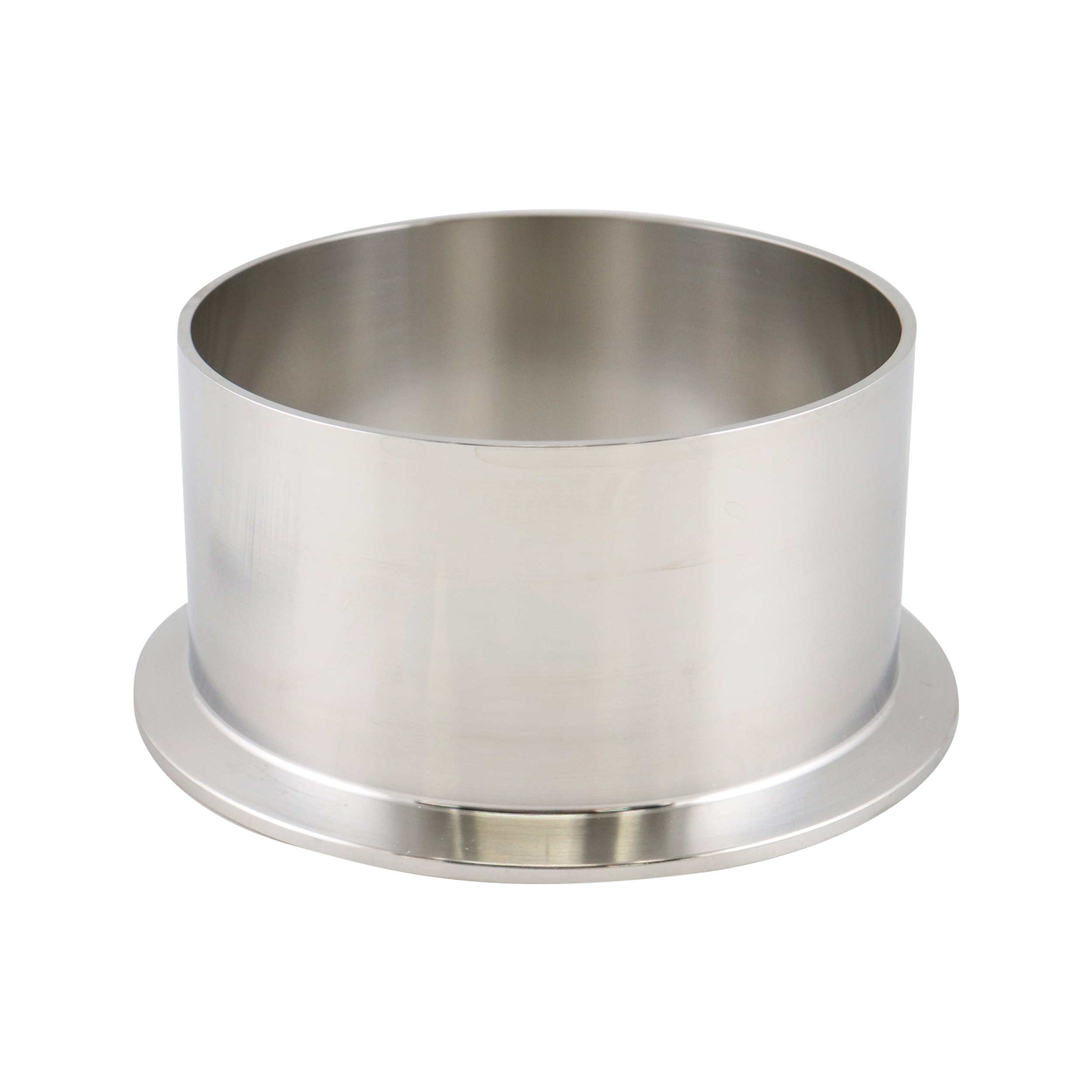 4-inch Tri-Clamp ferrule, made from 316L stainless steel, with 2.25-inch overall length, 20RA interior, and 32RA exterior surface finish, compliant with SF1 BPE standards