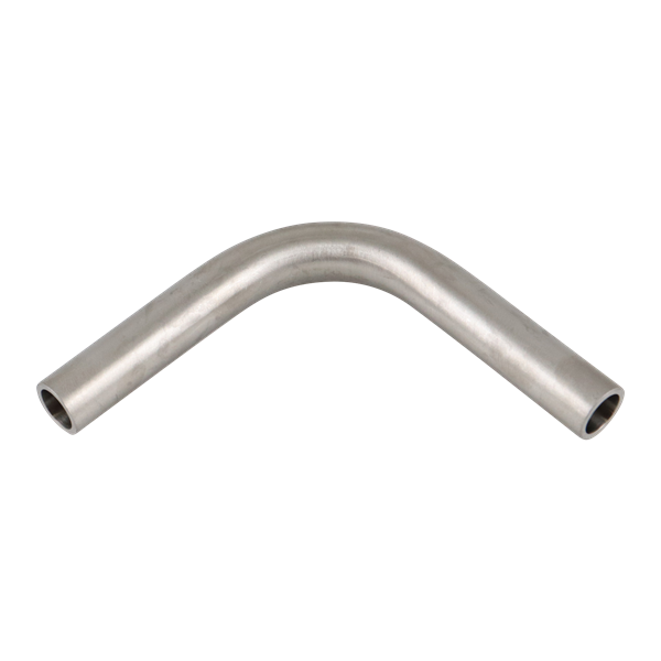 90-degree elbow with 0.5-inch butt weld connection, made of 316L stainless steel, with a 20RA inner diameter finish, SF1 BPE compliant.