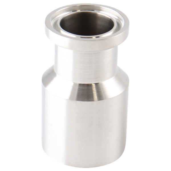 Adapter, 0.75-inch Tri-Clamp to 0.75-inch Butt Weld, Schedule 40 pipe, made of 316L stainless steel per ASTM A479, 1.75 inches long.