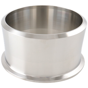 Adapter: 4-inch tri-clamp to 4-inch butt weld, Schedule 40 pipe, 316L stainless steel, SA479 material, 2.5-inch overall length.